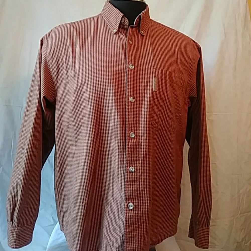 Columbia orange/black/gray checked shirt-sz M